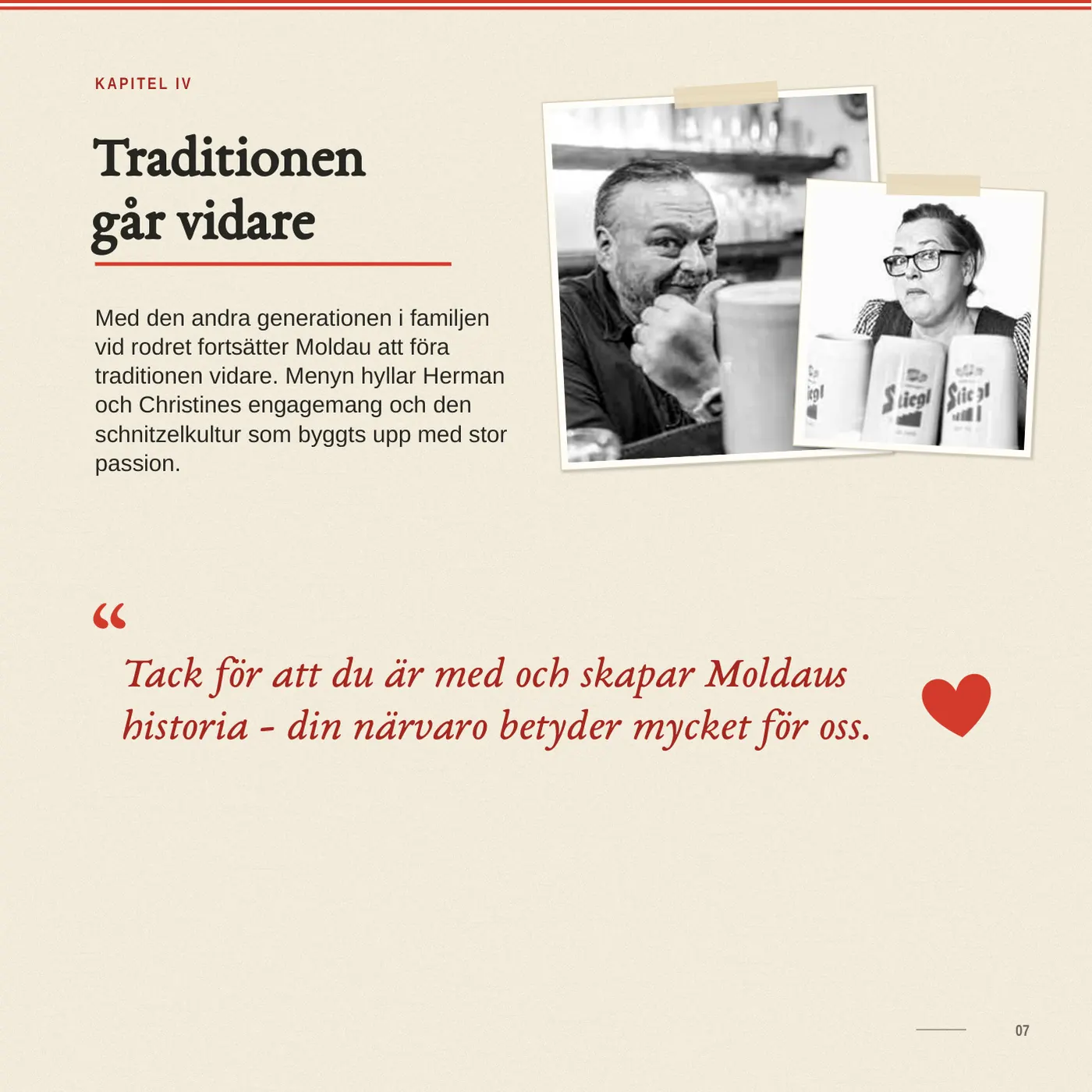 Sida 7 ur Moldaus minnesbok: Traditionen går vidare