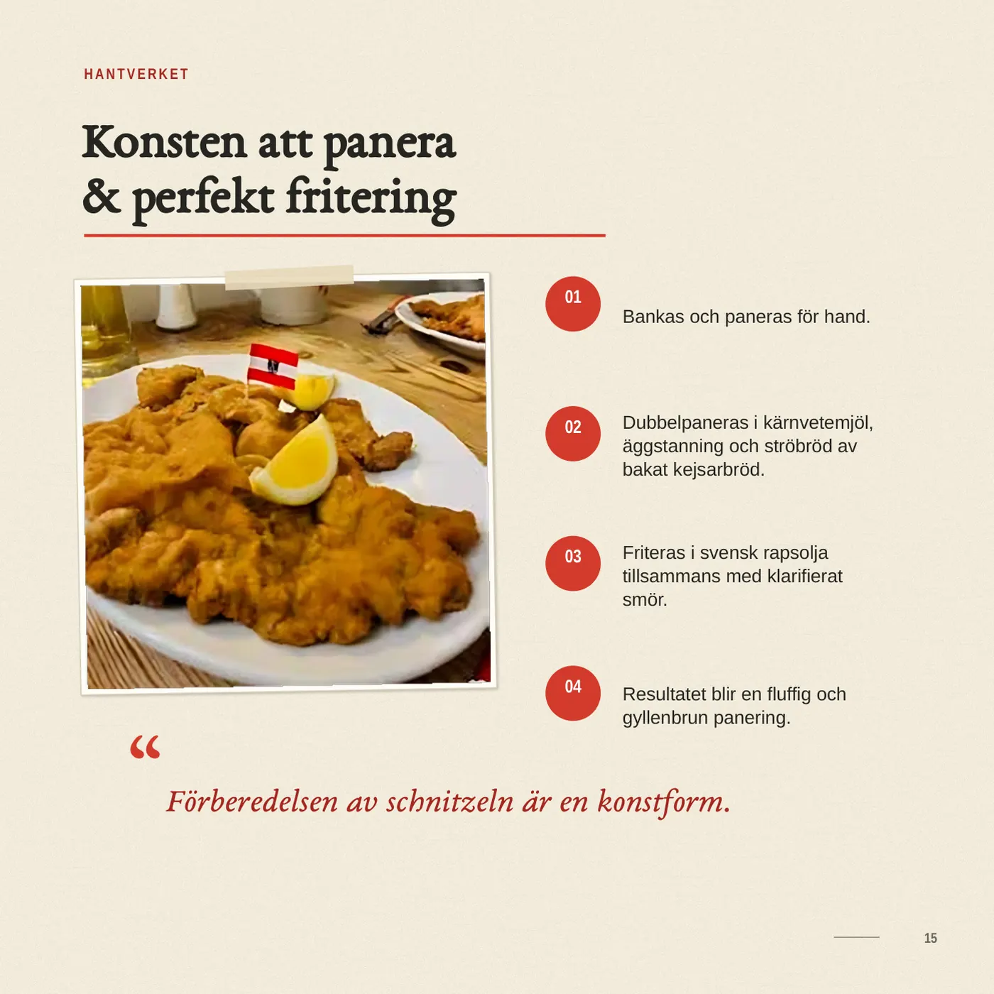 Sida 15 ur Moldaus minnesbok: Konsten att panera och perfekt fritering