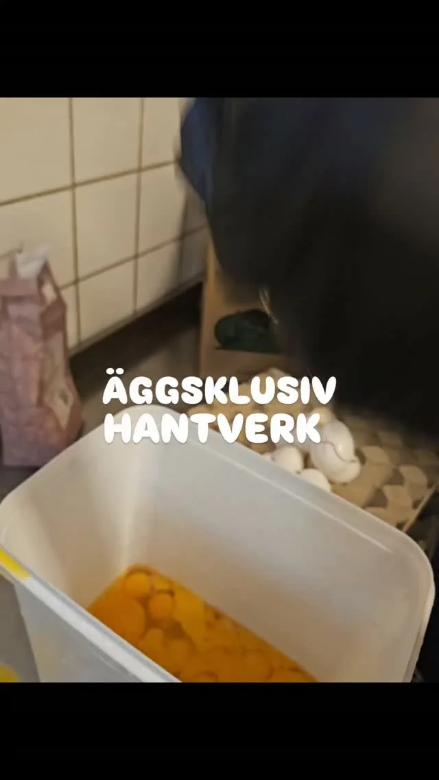 Ägg i en vit låda med texten Äggsklusivt hantverk